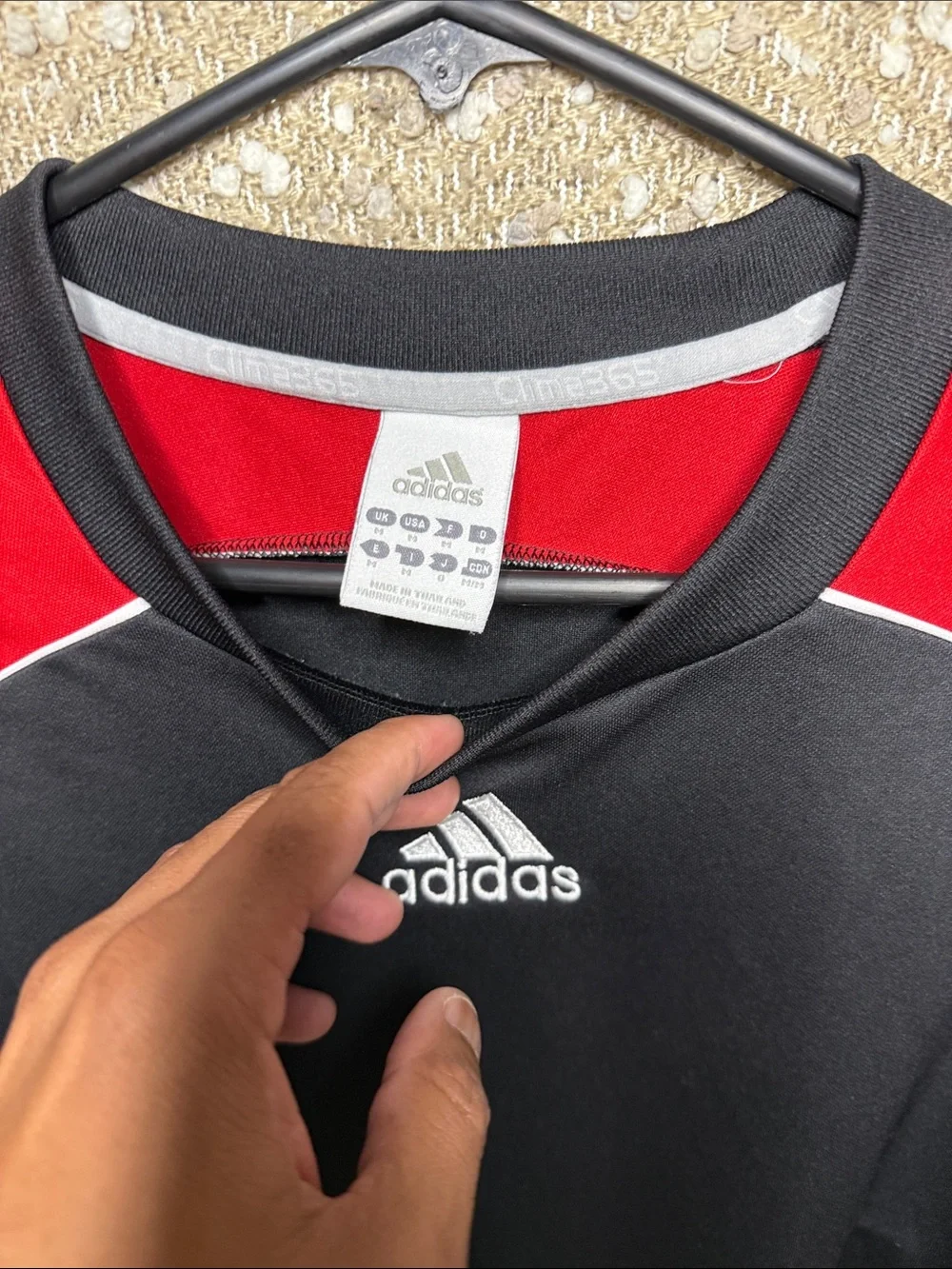 adidas Black and Red Long-Sleeve Athletic Top